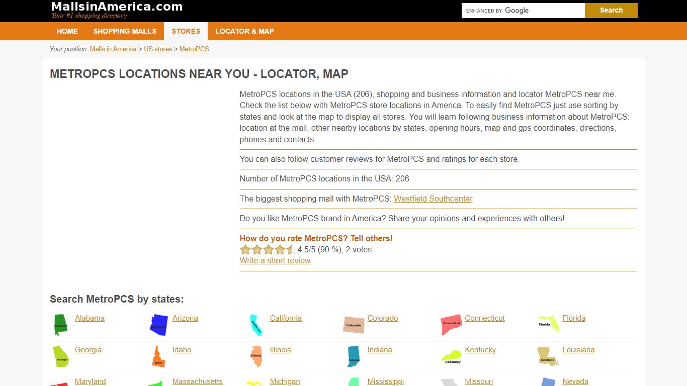 MetroPCS locations near you - locator, map - Malls in America