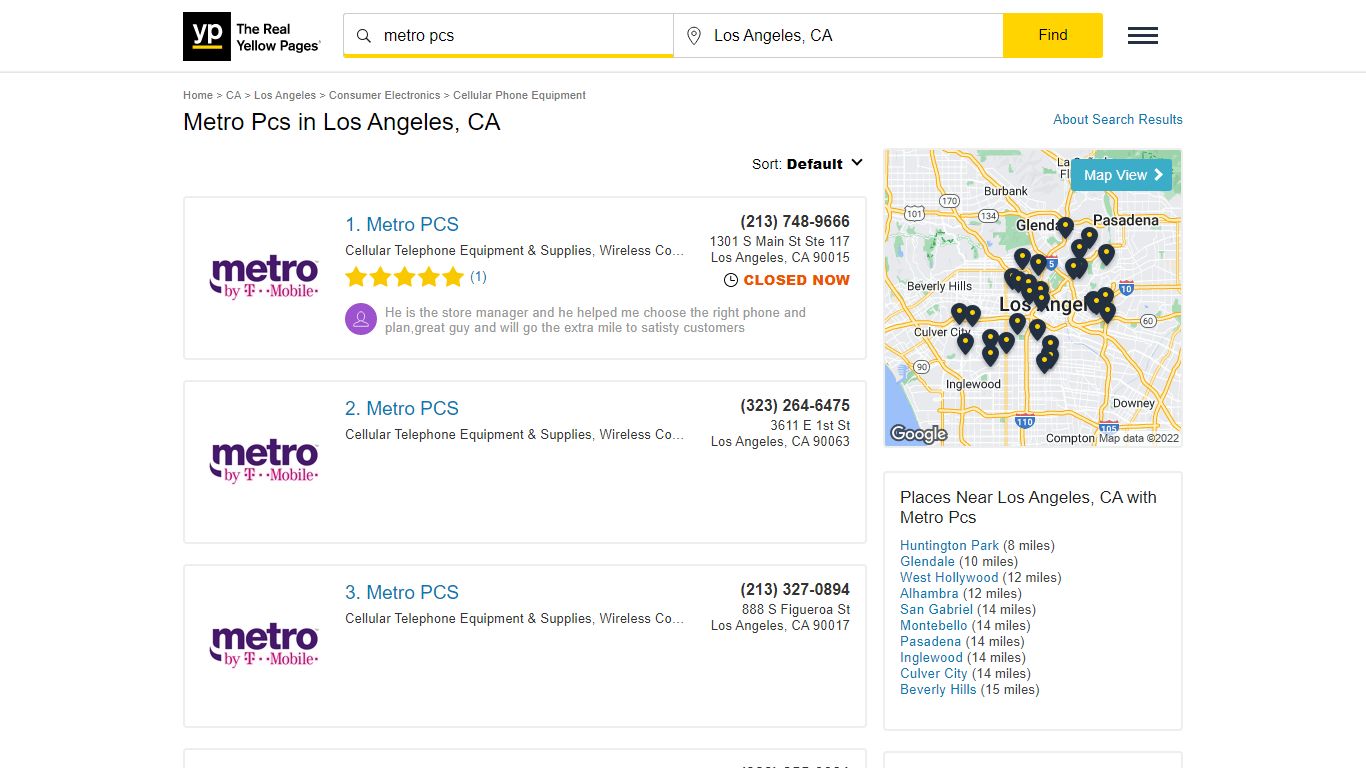 Metro Pcs Locations & Hours Near Los Angeles, CA - YP.com