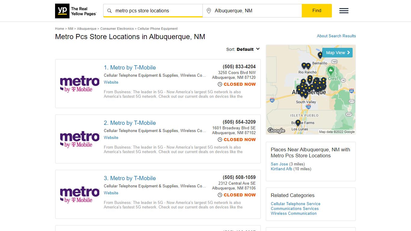 Metro Pcs Store Locations in Albuquerque, NM - Yellow Pages